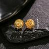 Prata 925 banhada a ouro 24K corpo inteiro com incrustação de ouro método antigo oco grande conta redonda acessórios diy artesanato método antigo peça de combinação para usar