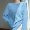 Outono e inverno novo gola redonda 100 lã suéter feminino solto engrossado malha pulôver suéter base moda lã suéter