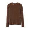 Baishiwang Suéter de Punto de Lana de Oveja 100% Integrado sin Costuras para Mujer Otoño e Invierno Suave Ceroso Canalé Cuello Semi-Alto Top Básico