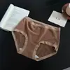 Calcinha Fio Dental de Tecido Escovado Little Lan W206 Outono e Inverno, quente, leve, respirável, sem costura, cintura média com reforço de algodão para mulheres