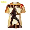 Impresión Digital 3D2025 Moda Caliente Nueva Camisa con Patrón 3D Estampado de Película de Terror Depredador para Hombre