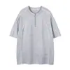 Fornecimento Direto da Fábrica Camiseta Masculina de Meio Zíper com Manga Curta Estilo Americano High Street, Verão Nicho Marca Cool Tendência Camiseta de Manga Curta