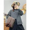 Camisa a Cuadros con Retazos de Encaje Estilo Coreano Juvenil Cuello de Muñeca para Mujer Temporada Primavera y Otoño 2026 Tela Cepillada Camisa de Manga de Farol