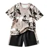 Conjunto de camiseta deportiva de manga corta transpirable de secado rápido para niños, uniforme de baloncesto transfronterizo, ropa deportiva de seda helada para correr, niños y niñas