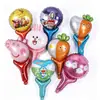 Globos personalizados de papel de aluminio de mano, artículos promocionales para eventos, palitos de mano, regalos para actividades de jardín de infantes, globos de papel de aluminio de dibujos animados al por mayor