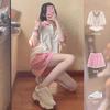Roupas esportivas casuais Nova moda sal doce estilo universitário solto manga curta shorts conjunto de duas peças conjunto moda verão feminino
