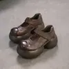 Jiezhou 2026 Primavera Nuevo Modelo Piel de Vaca de Primera Capa Suela Gruesa Zapatos Mary Jane Retro que Aumentan la Altura Cómodos para Mujer