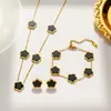 Acero Inoxidable Planta Fritillaria Flor de Cinco Hojas Pulsera Pendientes Collar Juego de Joyería para Mujer Elemento de Venta Caliente Transfronterizo Joyería
