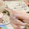 Anillo de Mariposa Serie Diamante Morado Suave Estilo Coreano Camelia Collar y Pendientes de Flor de Alto Nivel