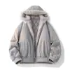 Chaqueta de Algodón con Cuello de Felpa Estilo Retro Americano Abrigo de Algodón Ropa de Algodón para Hombres y Mujeres Parka con Capucha Holgada Otoño e Invierno