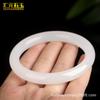 Pulsera redonda de jade blanco de seda dorada de Xinjiang, pulsera de jade de roca de cuarzo, pulsera de jade blanco claro con gema de jade de Gobi, pulsera para mujer