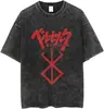 Camiseta de Manga Corta Estampada Retro de Verano Lavada de Algodón Hip-Hop Rap para Hombre y Mujer Manga Corta Estilo Europeo y Americano Elegante Otro