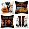La Serie de Halloween Más Popular de Amazon Funda de Almohada de Lino Calavera Calabaza Fantasma Blanco y Negro Estampado Cojín Cojín para Sofá