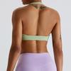 Venta de liquidación, sin devoluciones ni cambios, sujetador de yoga, cuello halter de secado rápido, espalda hermosa, camiseta sin mangas de fitness, a prueba de golpes para correr, sujetador deportivo recogido