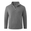 Venta al por mayor transfronteriza de suéteres populares para hombre de otoño e invierno, color liso, modernos y versátiles, camiseta básica de punto para hombre con cuello alto y media cremallera