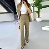 Em estoque Verão 2024 Novo Europeu e Americano Amazon Transfronteiriço Feminino Casual Blusa com Cordão Calças Versátil Conjunto de Duas Peças