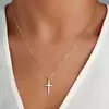 Corrente de clavícula simples da moda estilo japonês e coreano para mulheres, corrente de cruz de cobre, pingente liso, colar para senhoras, atacado