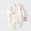 Mono de bebé de algodón puro A-Class para niño y niña, de tres capas, cálido, de manga larga, estilo cerrado para primavera, otoño e invierno, con relleno de algodón y engrosado