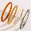 Pulsera delgada redonda de calcedonia estilo minimalista europeo y americano para el día a día, pulsera delgada de ágata naranja tinta multicolor, accesorio de muñeca acrílico apilable