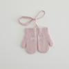 Guantes de Punto para Niños Estilo Ins de Invierno Color Crema Bordado de Corazón Manoplas de Lana para Bebé de Cuello Halter