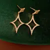 Pendientes de Estrella de Zirconia con Aguja de Plata Electrochapada en Oro Real de 18 Quilates, Estilo Minimalista, Pendientes Únicos y Elegantes con un Toque de Lujo Ligero y de Alta Gama