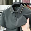 Polo de Verão Masculina de Alta Qualidade Camiseta de Manga Curta Masculina Algodão Puro Lapela Casual Senso de Alta Qualidade Roupa de Trabalho Cabelo Transfronteiriço