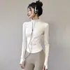 Jaqueta Esportiva para Corrida ao Ar Livre Roupas de Yoga Femininas Roupas Fitness Top Manga Longa Respirável Secagem Rápida Roupas Emagrecedoras e Afinando a Cintura