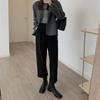 Pantalones Casuales Rizados para Mujer en Otoño e Invierno, de Tiro Alto, Pierna Ancha, Ajustados, Sueltos y con Caída, Pantalones de Lana Rectos de Nueve Puntos, Modernos
