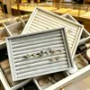 Bandeja de Almacenamiento para Joyería de Terciopelo en Stock, Joyero, Bandeja de Exhibición para Joyería, Caja de Almacenamiento de Escritorio Tipo Cajón, Estilo Minimalista Ins