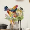 FX-F495 - Adhesivo de pared estilo pastoral con diseño de gallo buscando flores y mariposas para cocina, refrigerador y hogar, venta al por mayor