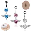 Comercio exterior transfronterizo alas de ángel forma de corazón circonita alas anillo para ombligo botón de ombligo piercing joyería corporal al por mayor