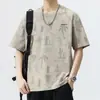Camiseta de manga corta de seda fría para hombre, nueva camiseta de verano 2025, ropa de verano holgada de secado rápido para hombre.