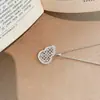 Colar de Prata S925 Estilo Chinês Cabacinha com Design de Janela de Flor de Zircônia Brilhante para Boa Sorte e Prosperidade, com Corrente para Clavícula