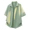Comercio Electrónico Transfronterizo Nueva Camisa de Manga Corta para Hombre Estilo Hong Kong Marca de Moda Tendencia Holgada Jacquard Camisa Casual Hombre