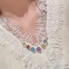 Cadena de Pagoda de Múltiples Tesoros de Cristal Blanco Natural Collar de Cristal Dopamina Diseño de Nicho Enfriador Estilo Festivo Accesorios para Mujer Verano