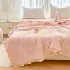 Colcha de Verano de Doble Capa de Gasa 100% Algodón Puro Estilo Princesa Fresca, Estampado Floral de Encaje Francés, Versión Coreana 2026, para Mamá e Hijo, Colcha de Verano Refrigerante