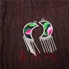 Pendientes Vintage Bordados Hechos a Mano de Estilo Étnico de Moda con Borlas Pequeñas, Joyería de Plata Miao de Yunnan, Color Blanco, Tamaño 41