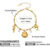 Accesorios con temática de playa para un ambiente relajado: Pulsera de acero inoxidable con colgantes de corazón, concha y delfín chapados en oro de 18 quilates, diseñada para mujeres