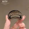 Nuevo Estilo Exquisito Pinza Pequeña de Garra Totalmente con Pedrería Moda Parte Trasera de la Cabeza Cabello Escaso Peinado Semirecogido Pinza para el Cabello Flequillo Elegante Pinza para Flequillo Fino