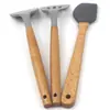 Utensilios de Cocina de Silicona Personalizados Transfronterizos, Utensilios de Cocina Antiadherentes, Mangos de Madera Maciza, Vajilla de Silicona para Cocina con Mangos de Madera