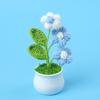 Puff de mesa de lã acabado mini flor de lã em vaso crochê à mão flor artificial decoração de carro casa presente