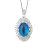 Huabi Joyería Base de Cobre Chapado en Oro Espinela Azul Tipo Hielo Fluorescente Forma de Huevo Conjunto de Temperamento Sencillo para Personaje Principal 13*18