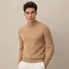 Suéter de cuello medio para otoño e invierno para hombre, suéter de lana, camiseta base de punto para hombre, suéter de punto liso