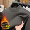 Suéter grueso de mezcla de lana con forro polar para hombre, comercio exterior, nuevo modelo de invierno, cuello semi-alto, capa base de punto cálida