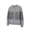 Chaqueta cárdigan Fair Isle, suéter tejido para hombres y parejas, jacquard de perro salchicha, cuello redondo, otoño e invierno, venta al por mayor de fábrica transfronteriza