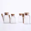 Botella de Sal de Baño Translúcida de Plástico ABS Nuevo Producto Múltiples Especificaciones Botella para Sub-Embotellar Botella de Polvo Tapa de Madera de Bambú Cuchara de Madera Botella de Embalaje