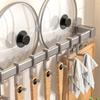 Estante de almacenamiento para ollas y palas de cocina, colgador de cucharas y palas montado en la pared, soporte con gancho, soporte para cuchillos, artefacto de almacenamiento sin perforaciones