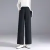 Pantalones anchos de color liso, nuevos, elegantes, sencillos para mujer, moda otoño 2026, cintura alta elástica, adelgazantes, versátiles, casuales