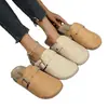 Sapatilha Feminina Baotou Meia Sapatilha Antiderrapante de Salto Baixo Moda Primavera e Verão Roupa Externa Sandálias Preguiçosas Nova 2025 Marrom