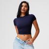 Top de Yoga Caijue Sports de Manga Corta para Mujer con Cuello Redondo, Corto, Ajustado, Alta Elasticidad, Camiseta para Correr y Fitness 'Hot Girl' para Mujer